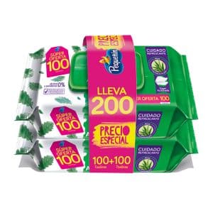 TOALLITAS HUMEDAS PEQUEÑIN ALOE NATURAL X 100 UND PACK X 2
