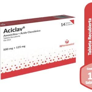 ACICLAV (VIA ORAL) – 14 TABLETAS RECUBIERTAS 500mg + 125mg