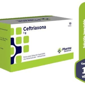 CEFTRIAXONA (VIA INTRAMUSCULAR-INTRAVENOSA)- 10 VIALES