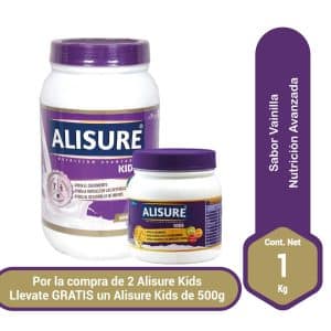 ALISURE KIDS VAINILLA FCO X 1 KG (BONIF. 2 FCOS X 1 KG + 1 FCO X 500 GR)