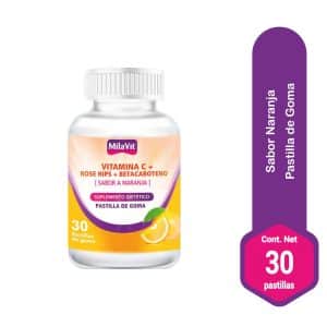 VITAMINA C +ROSE HIPS+BETACAROTENO (MILAVIT) NARANJA - 30 PASTILLAS