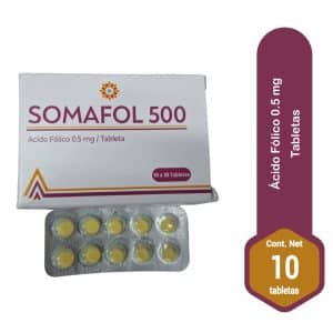Ácido Fólico 0.5 mg (Somafol 500) x 100 tabletas